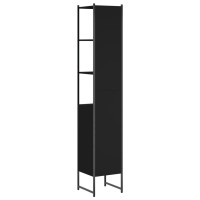 Produktbild för Badrumsskåp svart 33x33x185,5 cm konstruerat trä
