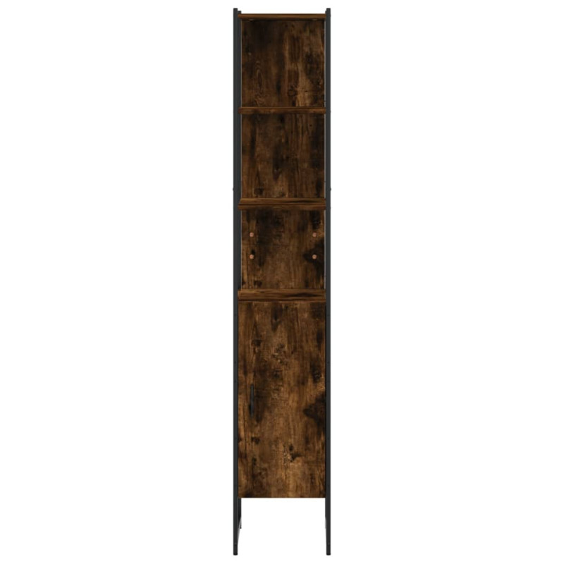 Produktbild för Badrumsskåp rökfärgad ek 33x33x185,5 cm konstruerat trä
