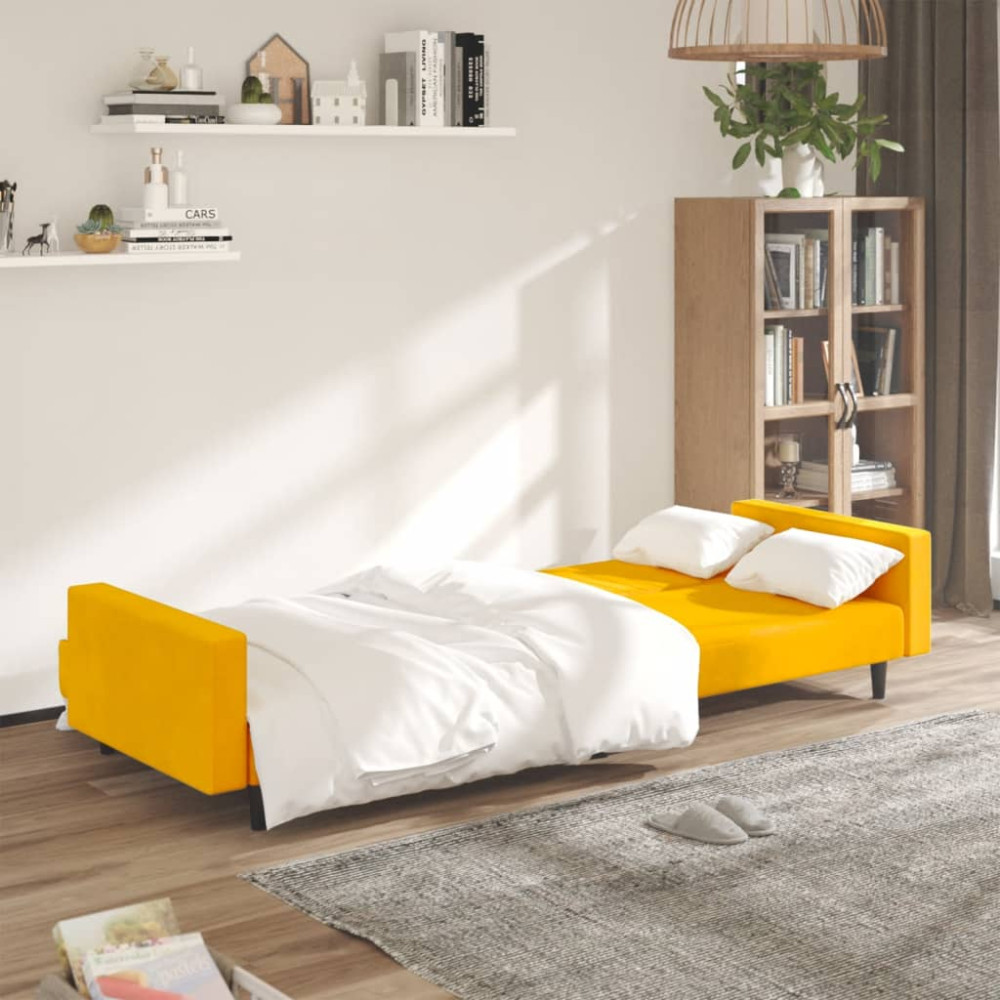 Produktbild för Bäddsoffa 2-sits gul sammet