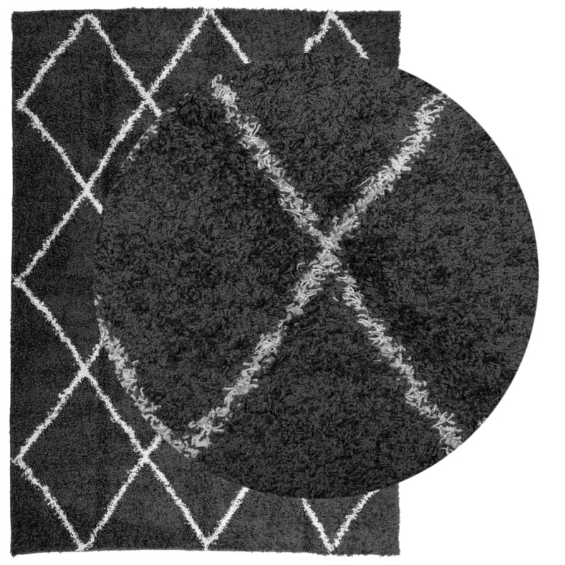 Produktbild för Matta långluggad modern svart och gräddvit 200x280 cm