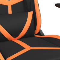 Produktbild för Gamingstol med massage svart och orange konstläder