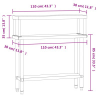 Produktbild för Arbetsbord med överhylla 110x30x120 cm rostfritt stål