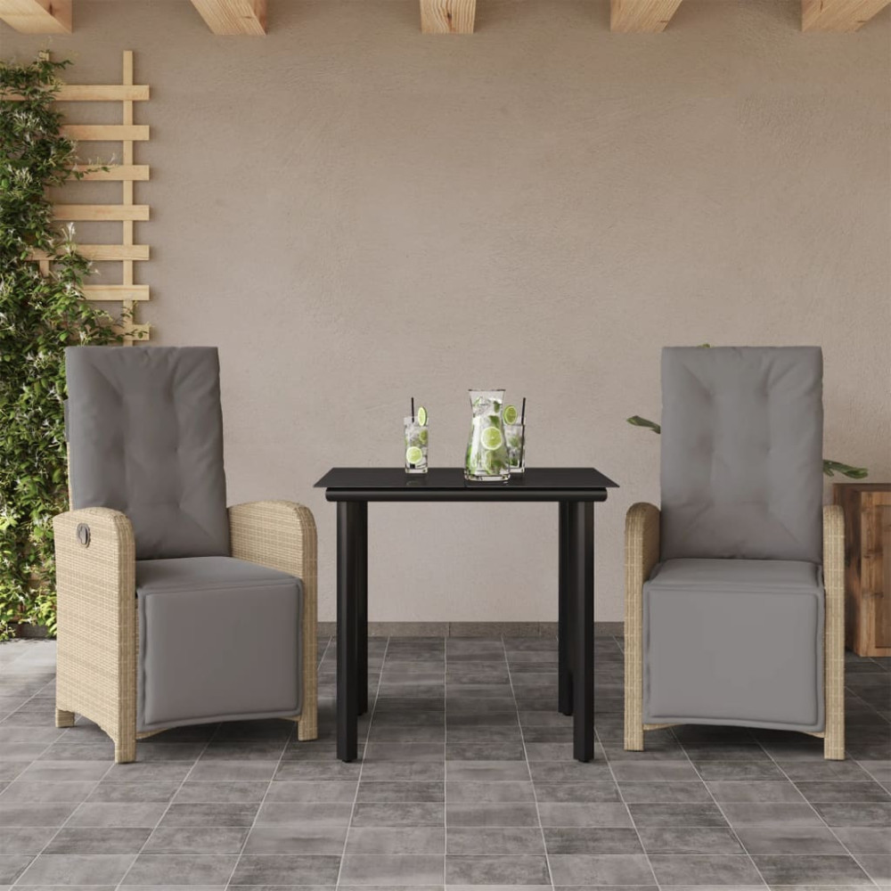 Produktbild för Bistrogrupp med dynor 3 delar beige konstrotting