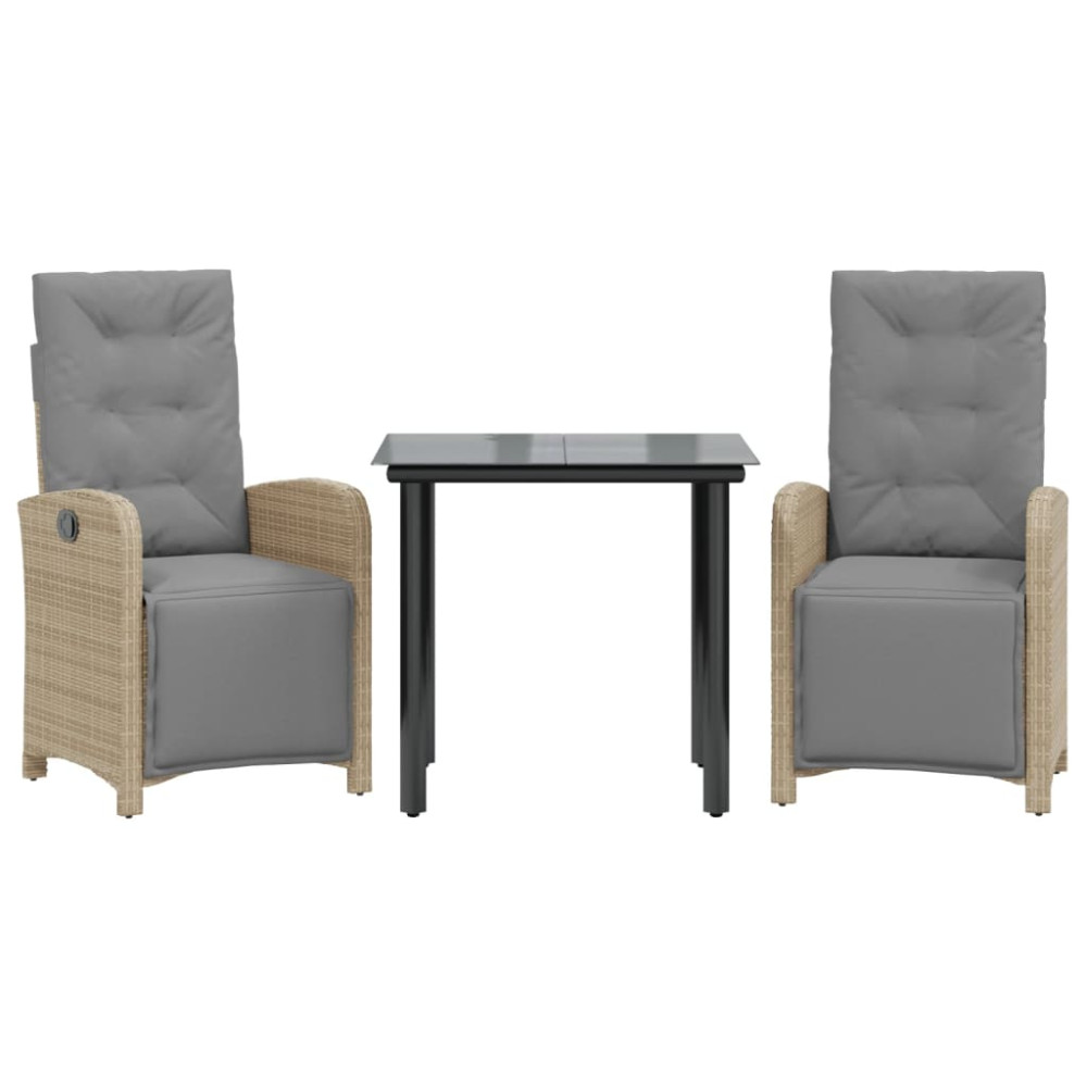 Produktbild för Bistrogrupp med dynor 3 delar beige konstrotting