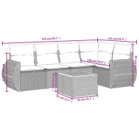 Produktbild för Soffgrupp för trädgården med dynor 6 delar beige konstrotting