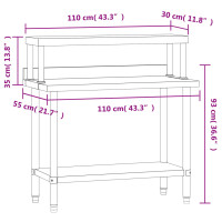 Produktbild för Arbetsbord med överhylla 110x55x120 cm rostfritt stål