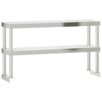 Produktbild för Arbetsbord med överhylla 110x30x150 cm rostfritt stål