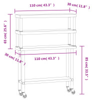 Produktbild för Arbetsbord med överhylla 110x30x150 cm rostfritt stål