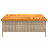 Produktbild för Trädgårdsbord beige 70x70x25 cm rotting och akaciaträ