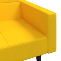 Produktbild för Bäddsoffa 2-sits med två kuddar gul sammet
