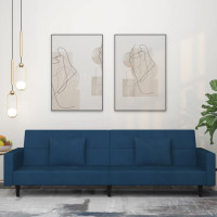Produktbild för Bäddsoffa 2-sits med två kuddar blå sammet