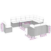 Miniatyr av produktbild för Loungegrupp för trädgården m. dynor 11 delar beige konstrotting
