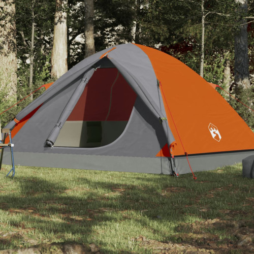 vidaXL Campingtält 3 personer grå och orange 240x217x120 cm 190T taft