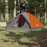Miniatyr av produktbild för Campingtält 3 personer grå och orange vattentätt