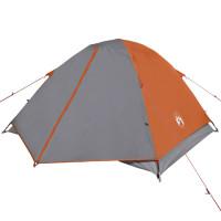 Miniatyr av produktbild för Campingtält 3 personer grå och orange vattentätt