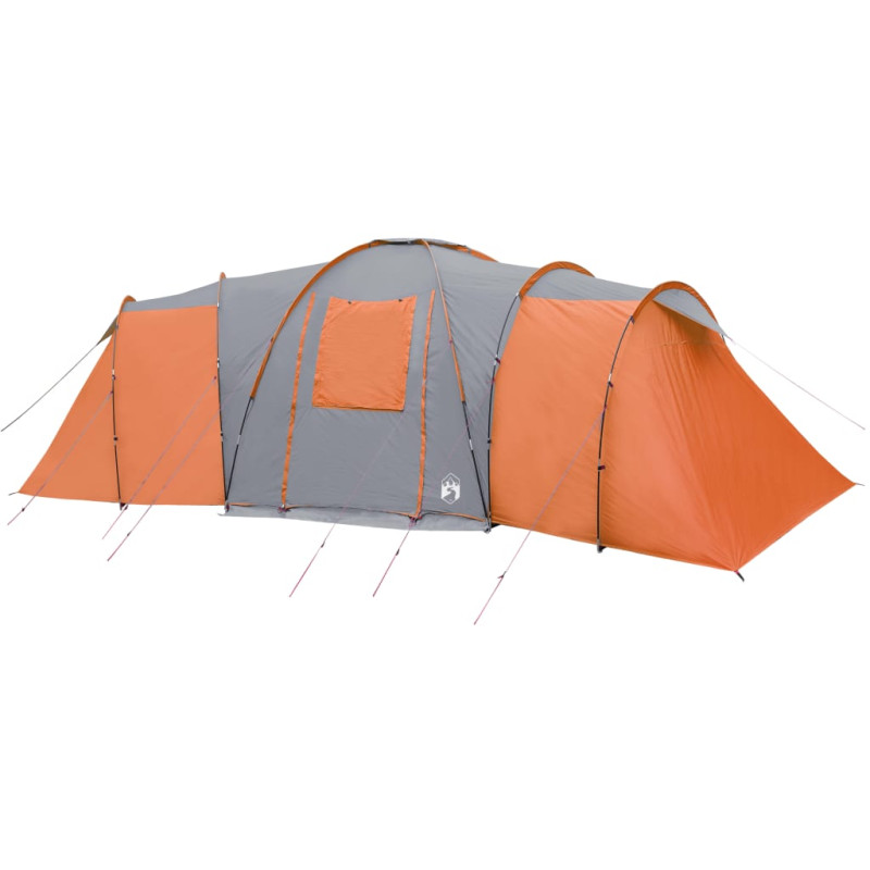 Produktbild för Campingtält 12 personer grå och orange vattentätt