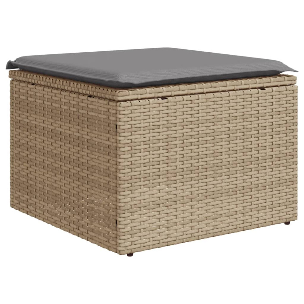 Produktbild för Soffgrupp för trädgården med dynor 5 delar beige konstrotting