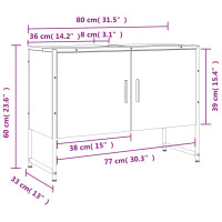 Produktbild för Tvättställsskåp svart 80x33x60 cm konstruerat trä