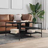 Produktbild för Soffbord svart 100x100x48,5 cm konstruerat trä