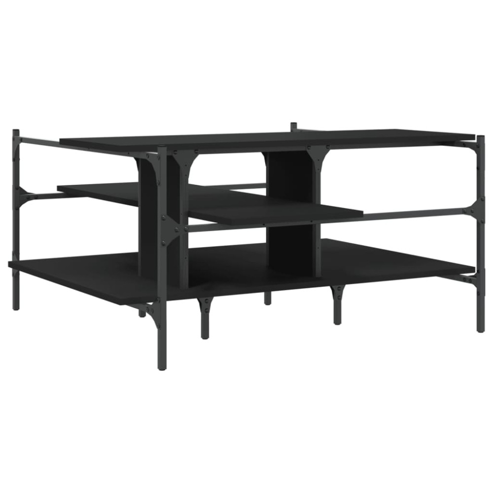 Produktbild för Soffbord svart 100x100x48,5 cm konstruerat trä