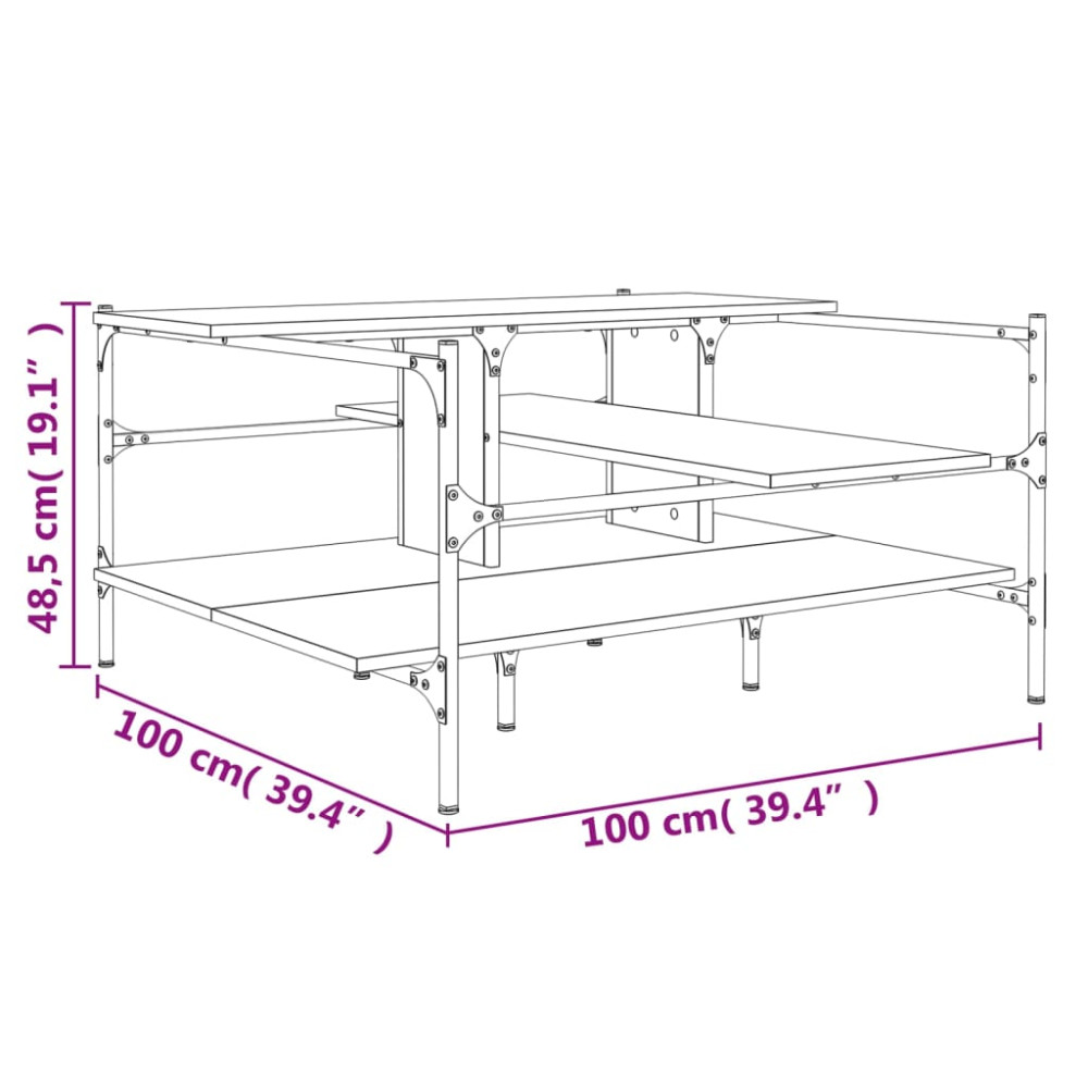Produktbild för Soffbord svart 100x100x48,5 cm konstruerat trä