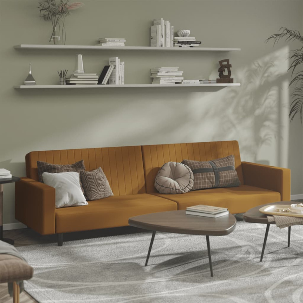 Produktbild för Bäddsoffa 2-sits brun sammet