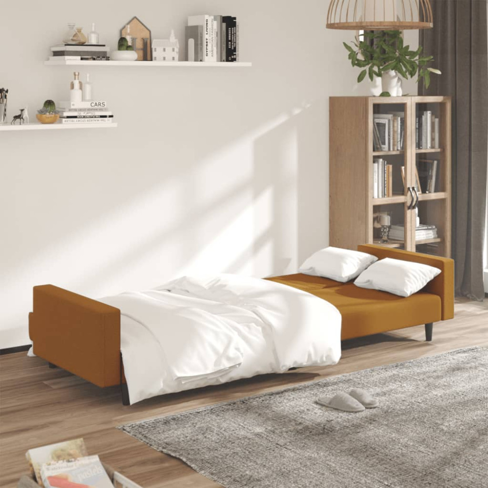 Produktbild för Bäddsoffa 2-sits brun sammet