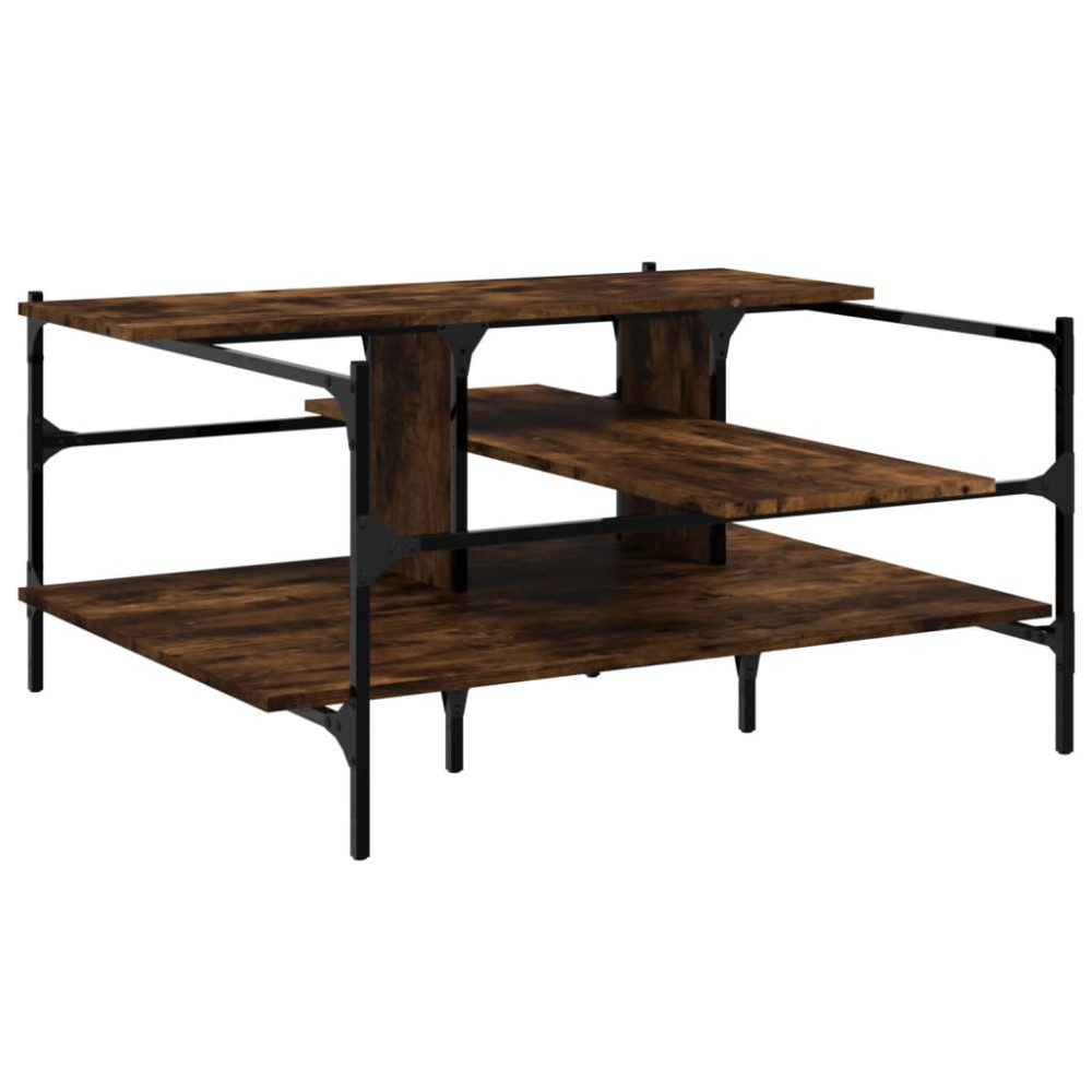 Produktbild för Soffbord rökfärgad ek 100x100x48,5 cm konstruerat trä