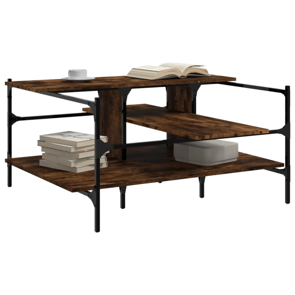 Produktbild för Soffbord rökfärgad ek 100x100x48,5 cm konstruerat trä