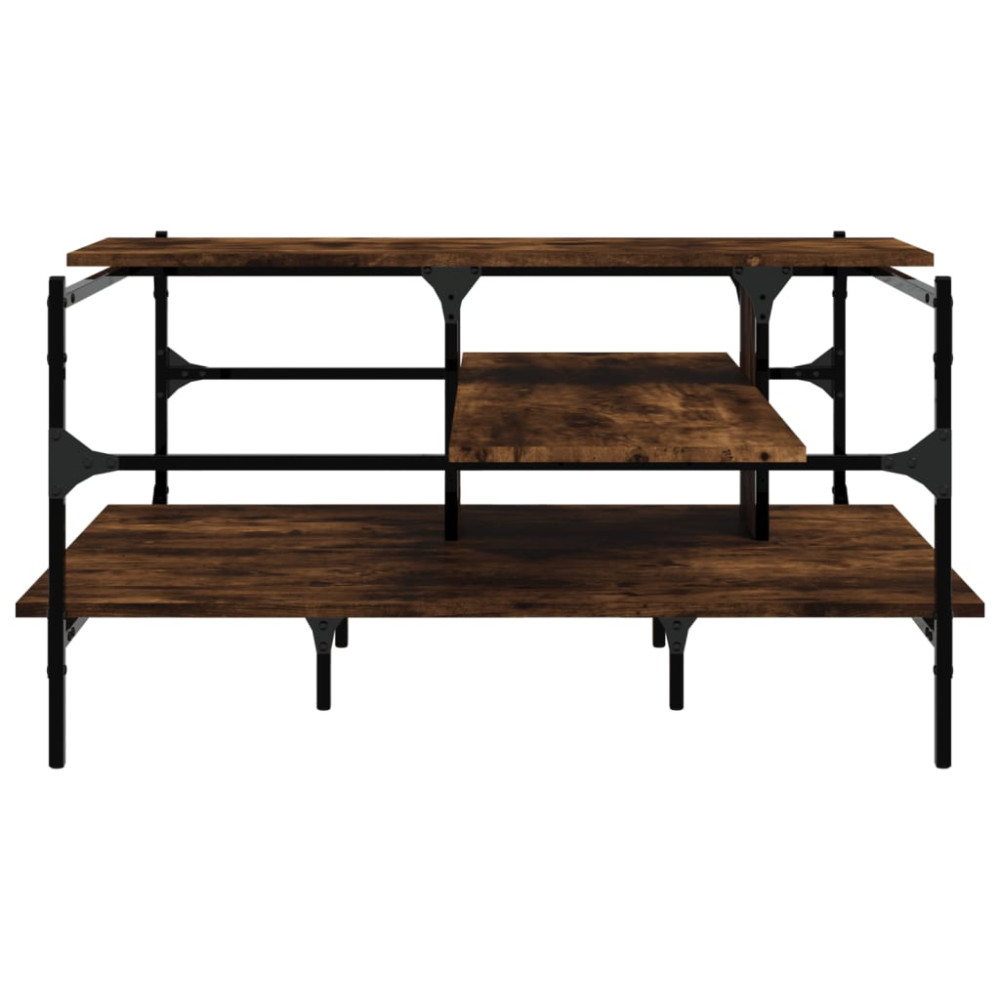 Produktbild för Soffbord rökfärgad ek 100x100x48,5 cm konstruerat trä