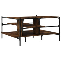 Produktbild för Soffbord rökfärgad ek 100x100x48,5 cm konstruerat trä