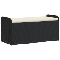 Produktbild för Förvaringsbänk med dyna svart 115x51x52 cm konstrotting