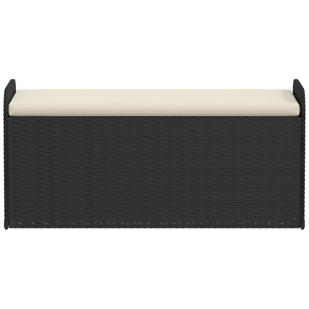 Produktbild för Förvaringsbänk med dyna svart 115x51x52 cm konstrotting