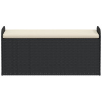 Produktbild för Förvaringsbänk med dyna svart 115x51x52 cm konstrotting