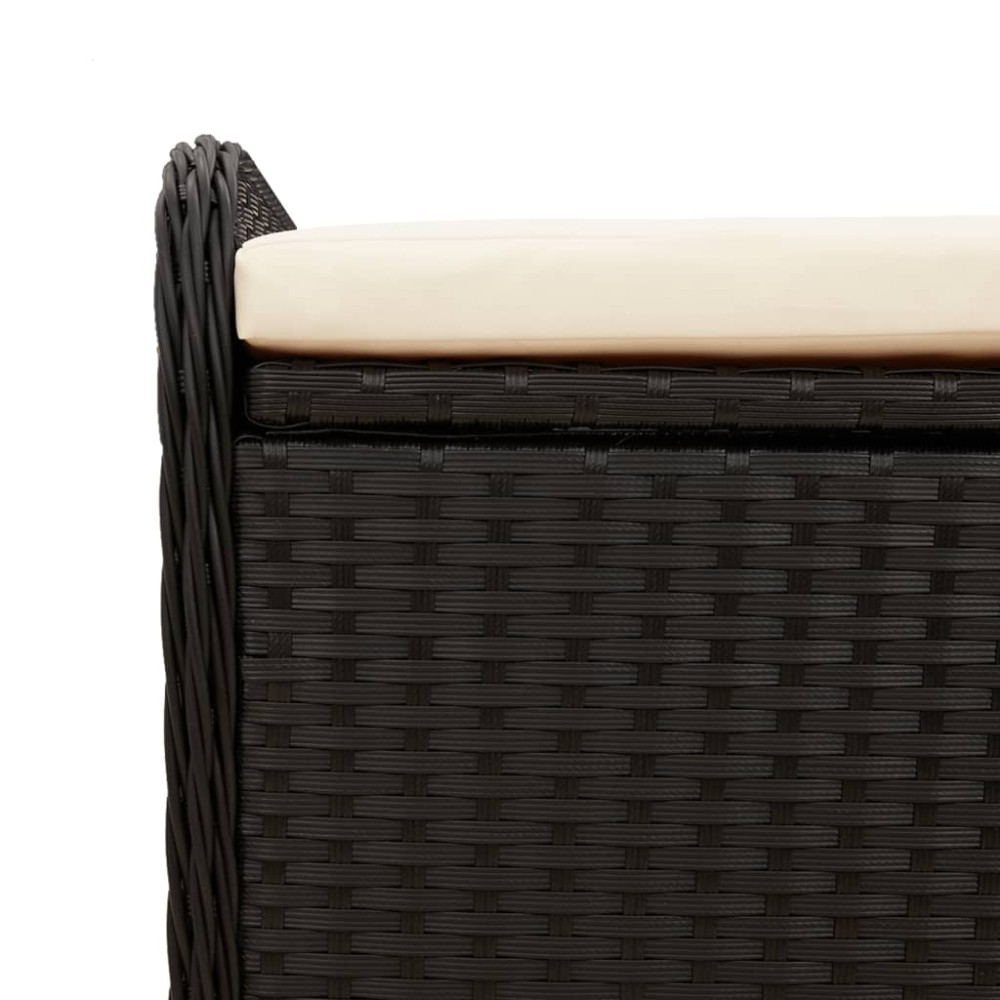 Produktbild för Förvaringsbänk med dyna svart 115x51x52 cm konstrotting