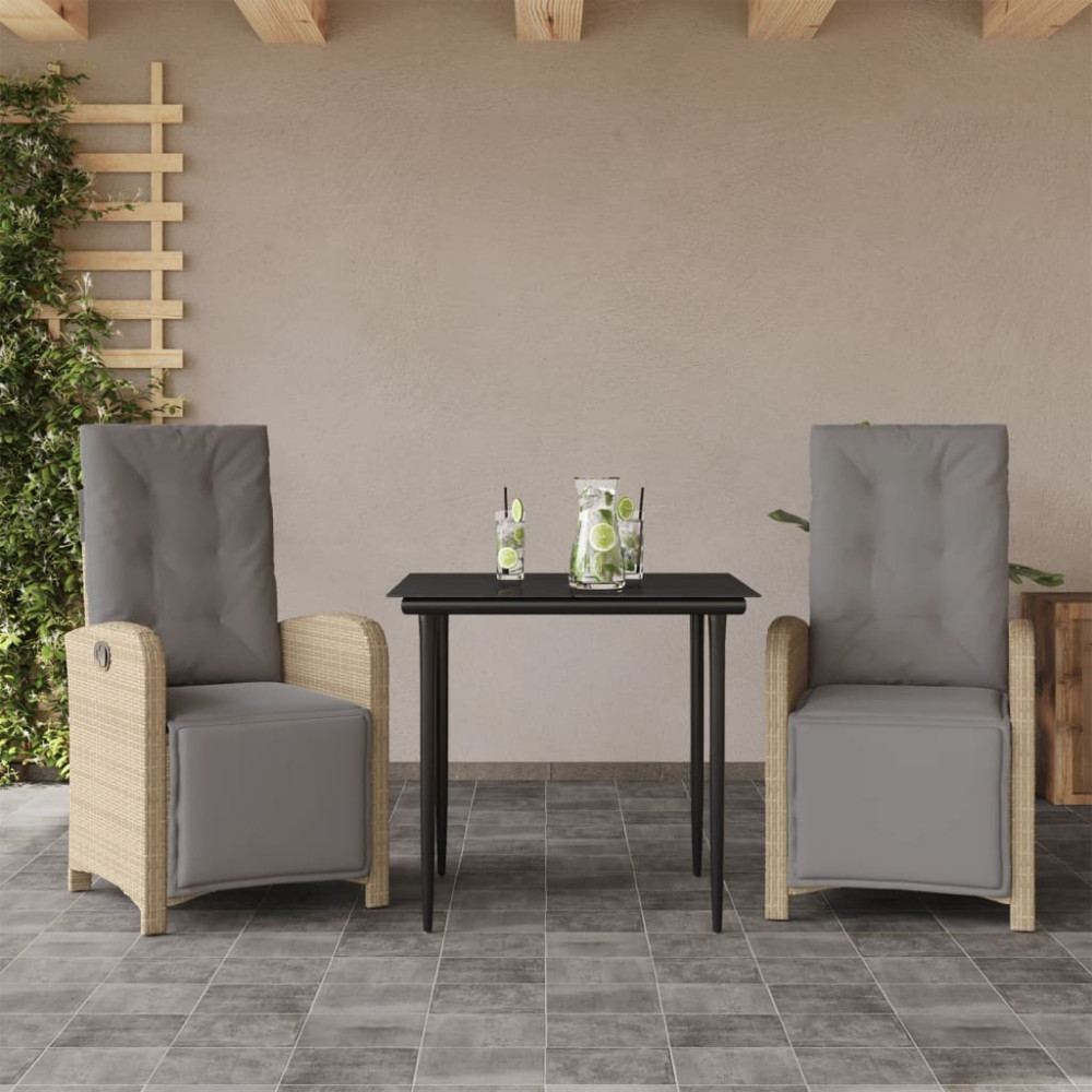 Produktbild för Bistrogrupp med dynor 3 delar beige konstrotting