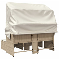 Miniatyr av produktbild för Trädgårdssoffa 2-sits med tak och pallar beige konstrotting