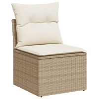 Produktbild för Loungegrupp för trädgården m. dynor 11 delar beige konstrotting