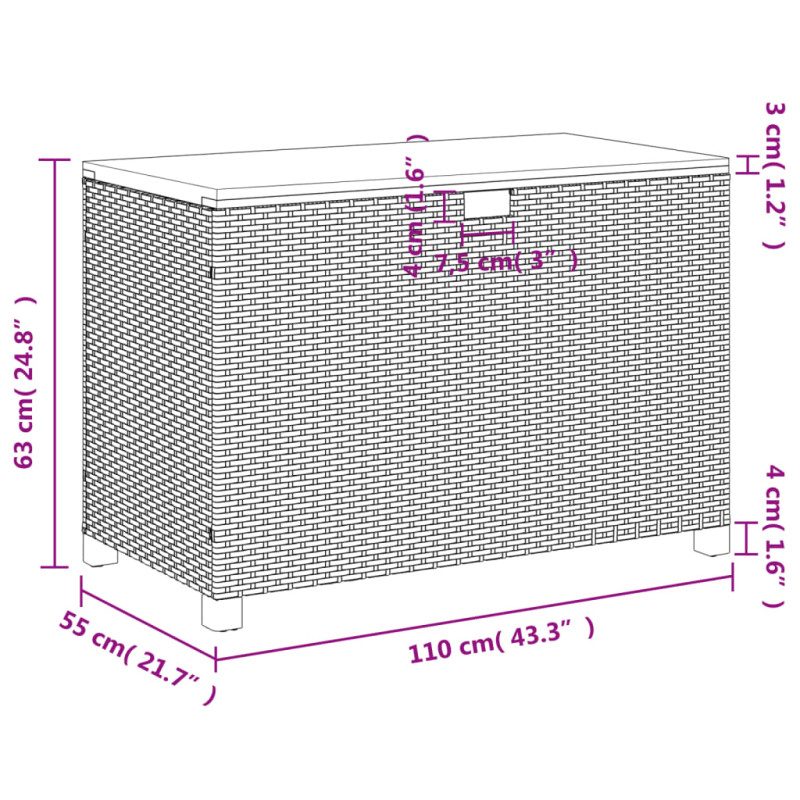 Produktbild för Dynbox grå 110x55x63 cm konstrotting akaciaträ
