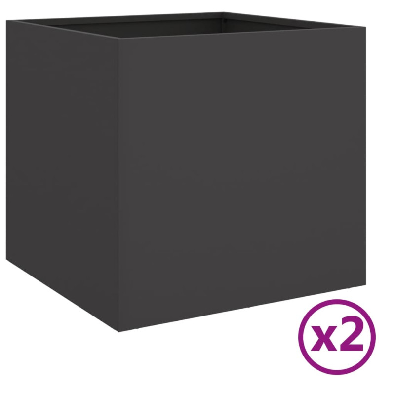 Produktbild för Odlingslådor 2 st svart 49x47x46 cm kallvalsat stål