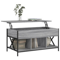 Produktbild för Soffbord grå sonoma 100x55x50 cm konstruerat trä och metall