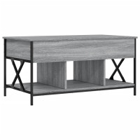 Produktbild för Soffbord grå sonoma 100x55x50 cm konstruerat trä och metall