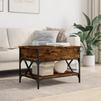 Produktbild för Soffbord rökfärgad ek 70x50x50 cm konstruerat trä och metall