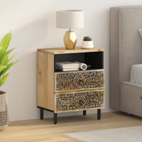 Produktbild för Sängbord 50x33x60 cm massivt mangoträ
