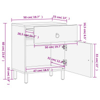 Produktbild för Sängbord 50x33x60 cm massivt mangoträ