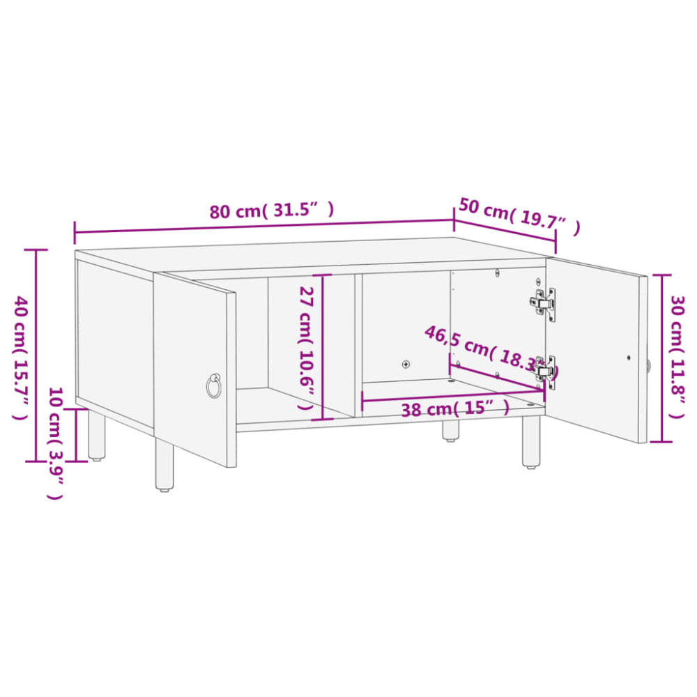 Produktbild för Soffbord 80x50x40 cm massivt mangoträ