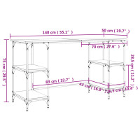 Produktbild för Skrivbord svart 140x50x75 cm metall och konstruerat trä