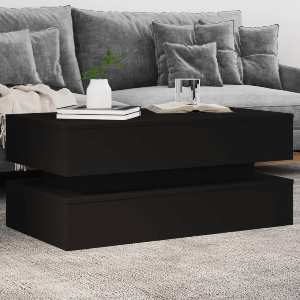 Produktbild för Soffbord med LED svart 90x50x40 cm