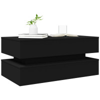 Produktbild för Soffbord med LED svart 90x50x40 cm