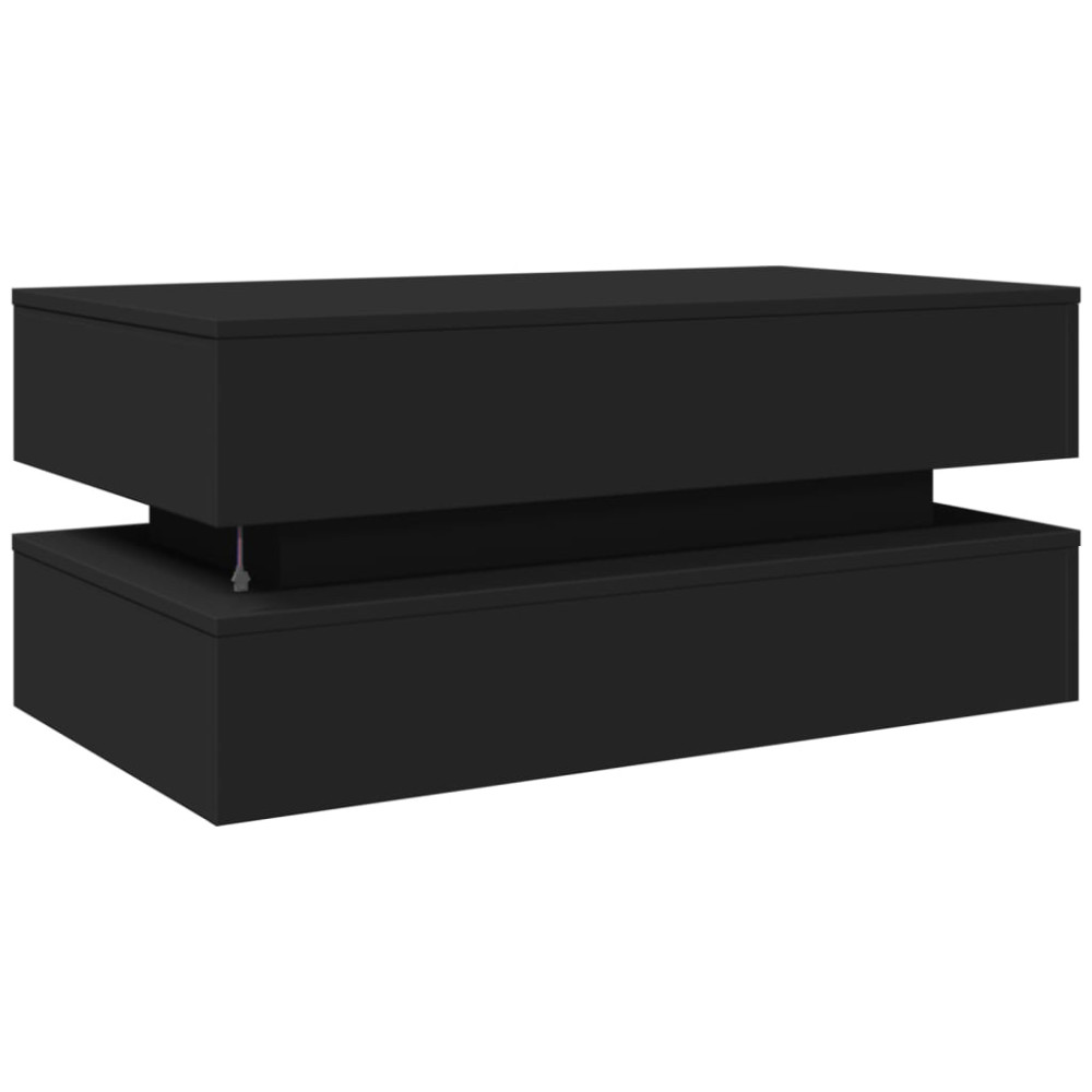Produktbild för Soffbord med LED svart 90x50x40 cm
